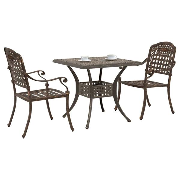 ARDEBO.de - 3-teiliges Garten Bistro Set Bronze Gussaluminium