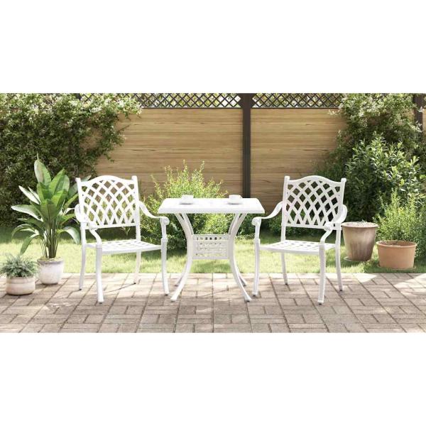 3-teiliges Gartenset Bistro aus weißem Gusseisen
