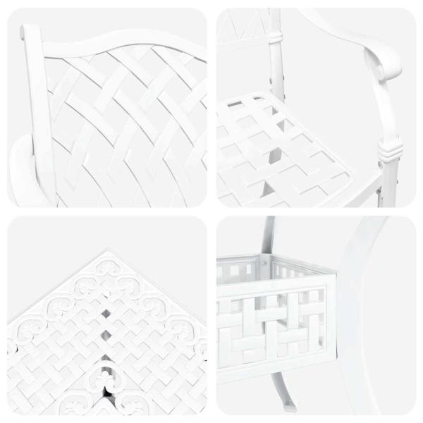 5-teiliges Garten-Esszimmer-Set aus weißem Guss-Aluminium