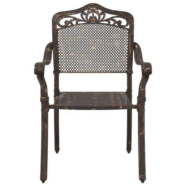 5-teiliges Garten-Esszimmer-Set aus bronzefarbenem Gusseisen