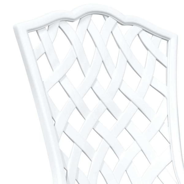 3-teilige Garten-Bistro-Sitzgarnitur aus weißem Guss-Aluminium