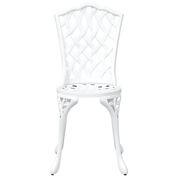 5-teiliges Garten-Esszimmer-Set aus weißem Gusseisen