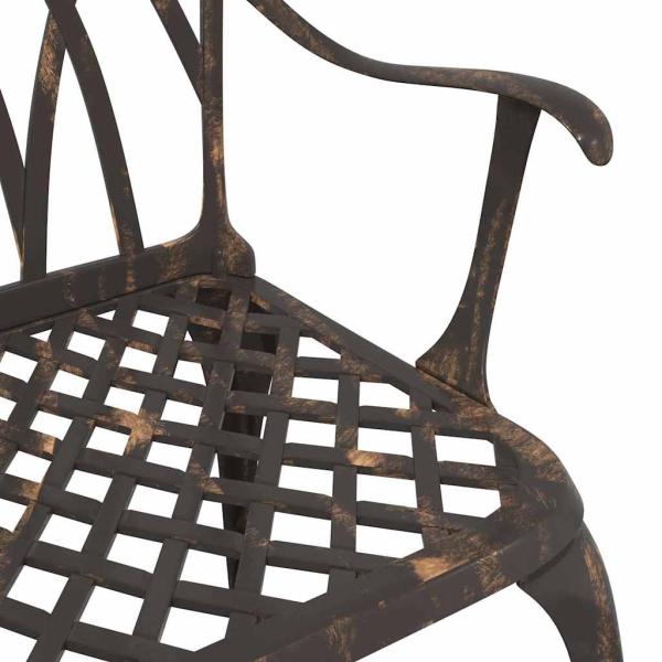 3-teiliges Garten-Bistro-Set aus bronzefarbenem Gussaluminium