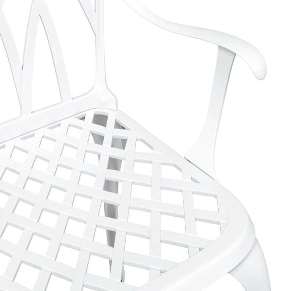 3-teiliges Gartenbistro-Set aus weißem Gussaluminium