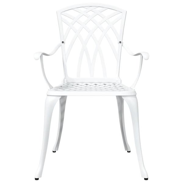 5-teiliges Garten-Esszimmer-Set aus weißem Gusseisen