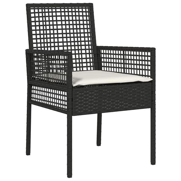 7-teiliges Garten Essset mit Kissen Schwarz Poly Rattan