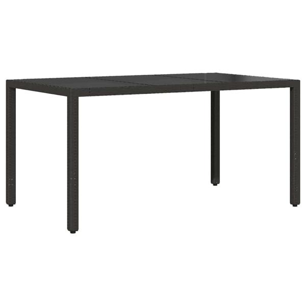 7-teiliges Garten Essset mit Kissen Schwarz Poly Rattan