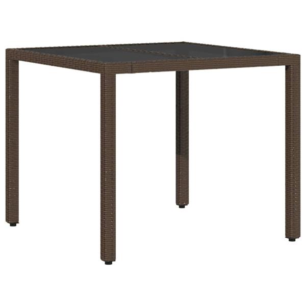 5-teiliges Garten-Esszimmer-Set mit Kissen aus braunem Poly-Rattan