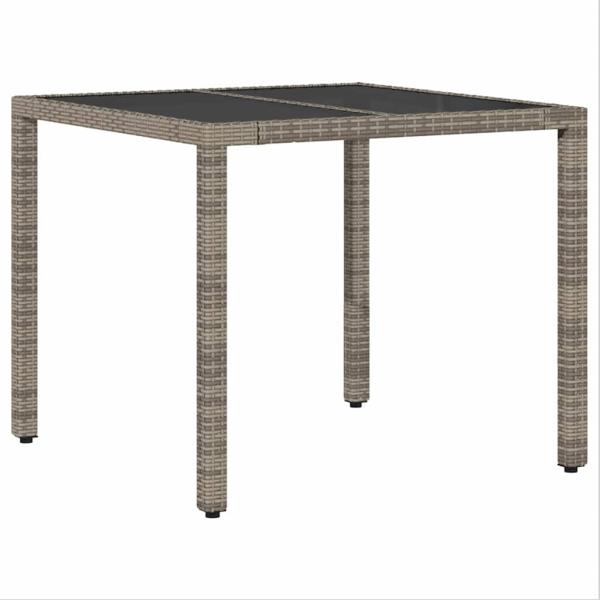 5-teiliges Garten-Esszimmer-Set mit Kissen Grau Poly-Rattan