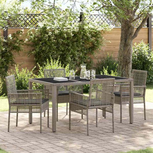 ARDEBO.de - 5-teiliges Gartenset mit Kissen Grau Poly Rattan