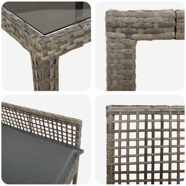 9-teiliges Garten-Diningset mit Kissen Grau Poly Rattan