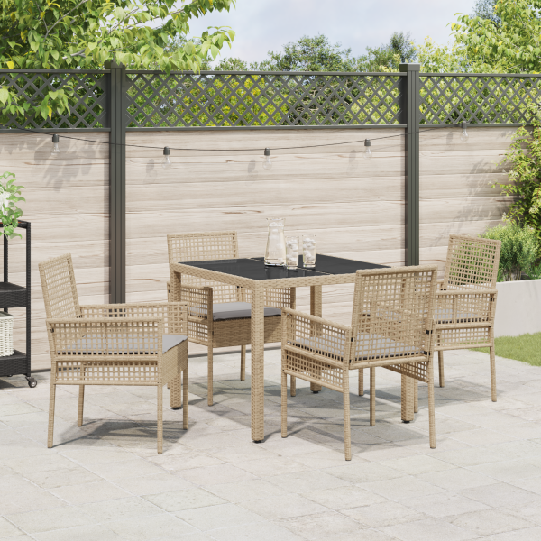 Garten Essgruppe 5 pcs Beige Poly-Rattan