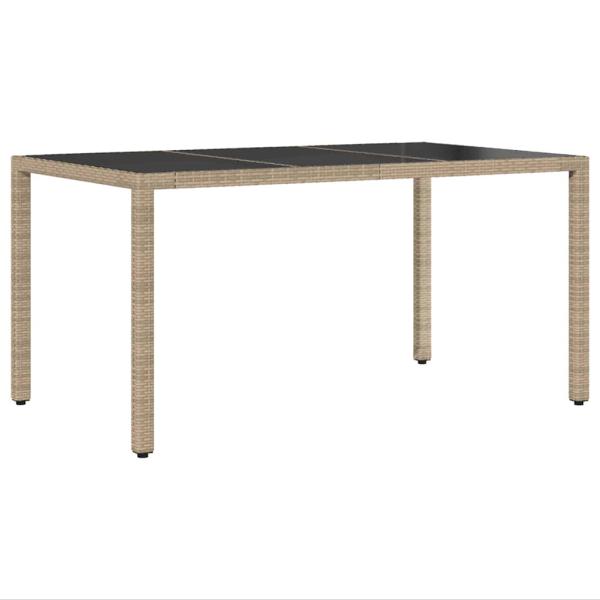 7-teiliges Garten-Esszimmer-Set mit Kissen Beige Poly Rattan