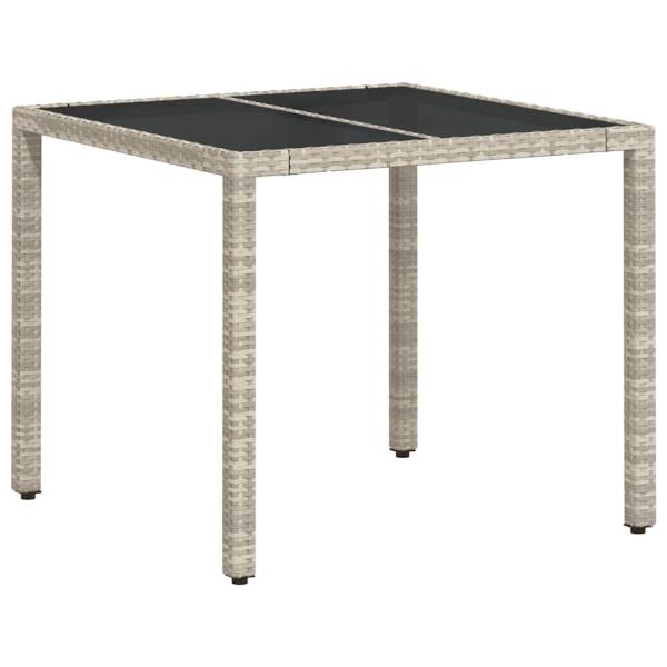 5-teiliges Garten-Esszimmer-Set mit Kissen in Hellgrau aus Poly-Rattan