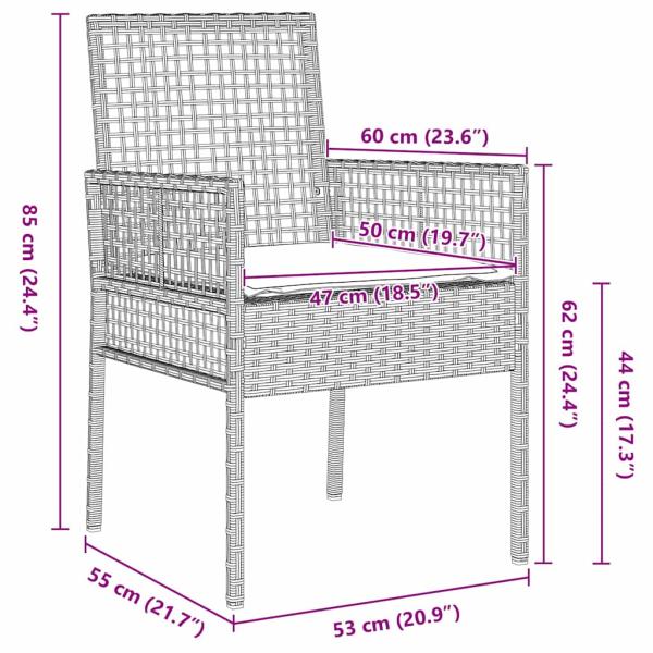 7-teiliges Garten-Esszimmer-Set mit Kissen in Hellgrau aus Poly-Rattan