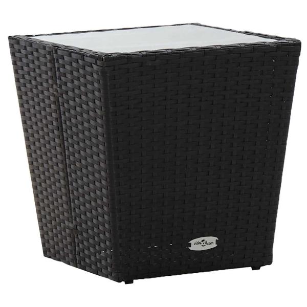 3-teiliges Garten-Bistroset mit Kissen Schwarz Poly Rattan