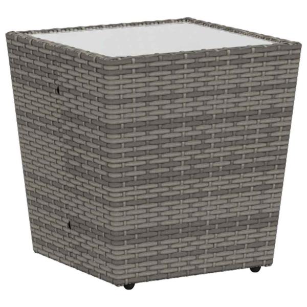 3-teiliges Garten Bistro Set mit Kissen Grau Poly Rattan