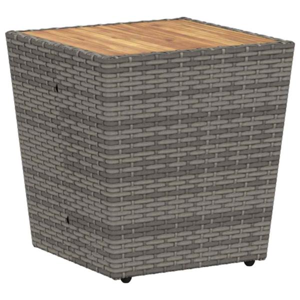 3-teiliges Garten Bistro Set mit Kissen Grau Poly Rattan