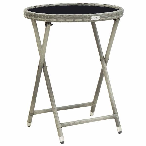 3-teiliges Garten Bistro Set mit Kissen Grau Poly Rattan