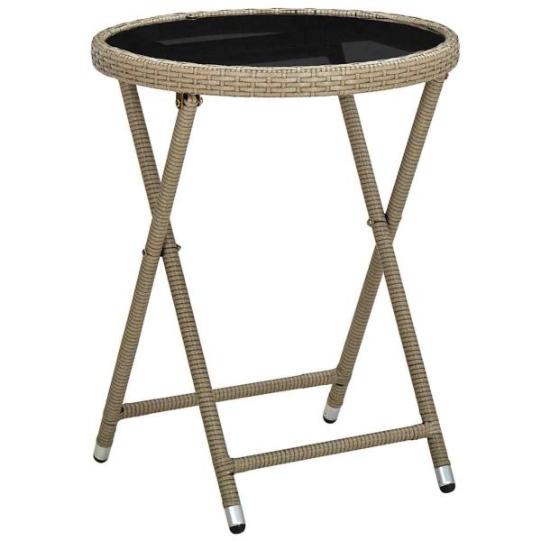 3-teiliges Garten-Bistro-Set mit Kissen Beige Poly-Rattan