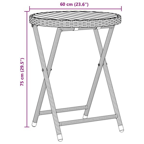 3-teiliges Garten Bistro Set mit Kissen Grau Poly Rattan