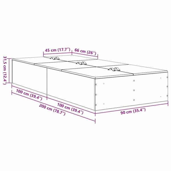 Stauraum Bettgestell Grau Sonoma 90x200 cm