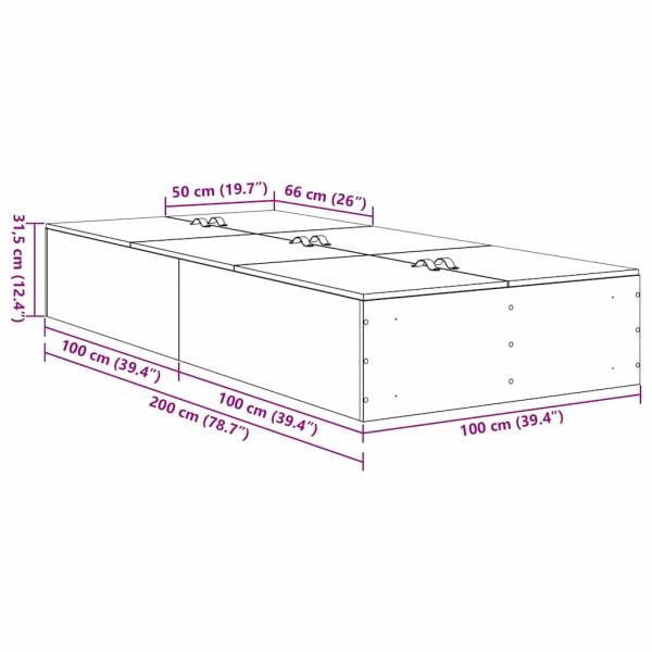 Lagerbett Rahmen Artisan Eiche 100x200 cm
