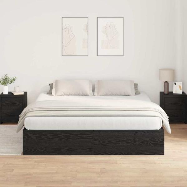 Stauraum Bettgestell Schwarz Eiche 200x200 cm