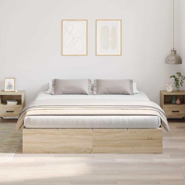 Stauraum-Bettgestell Sonoma Eiche 200x200 cm