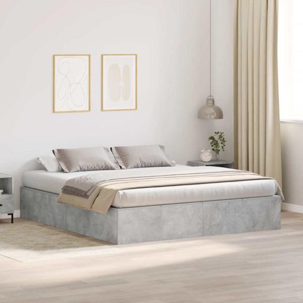 ARDEBO.de - Stauraum-Bettenrahmen Beton Grau 200x200 cm