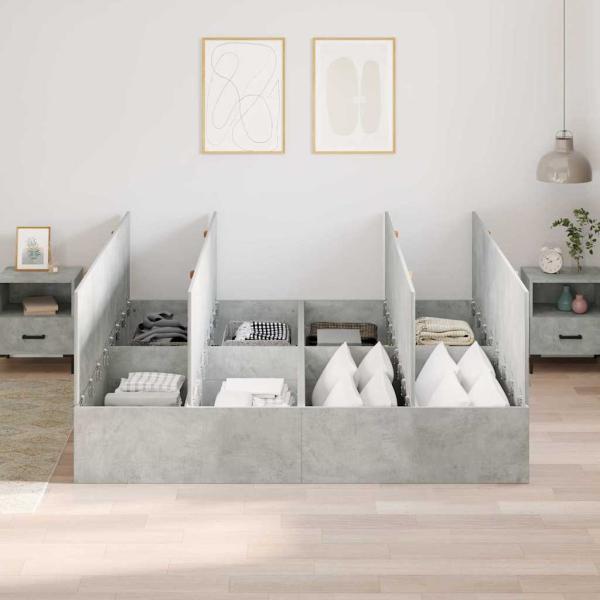 Stauraum-Bettenrahmen Beton Grau 200x200 cm