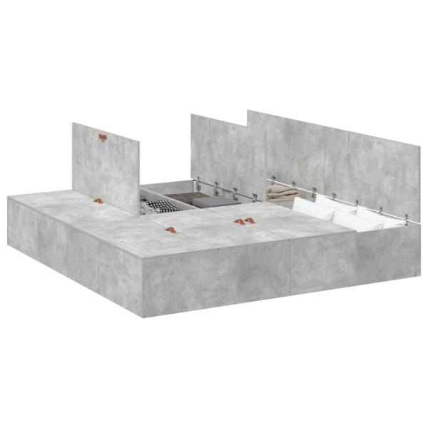 Stauraum-Bettenrahmen Beton Grau 200x200 cm