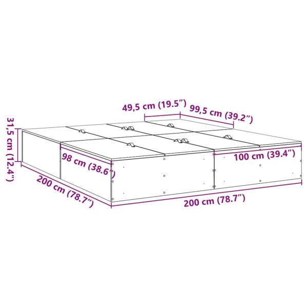 Stauraum-Bettenrahmen Beton Grau 200x200 cm