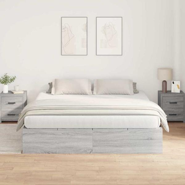 Stauraumbett Grau Sonoma 200x200 cm