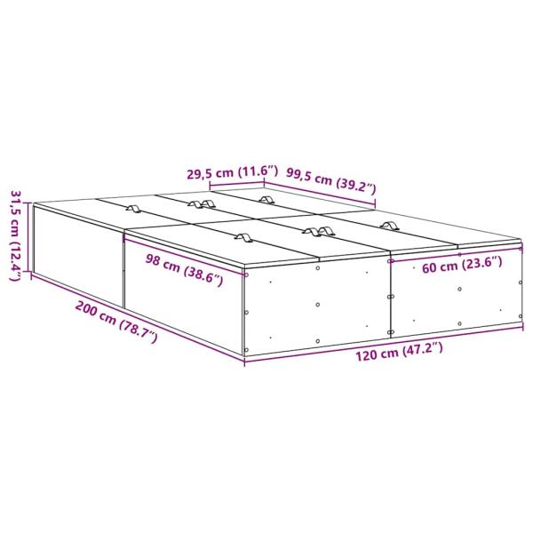 Stauraum Bettgestell Geräucherte Eiche 120x200 cm
