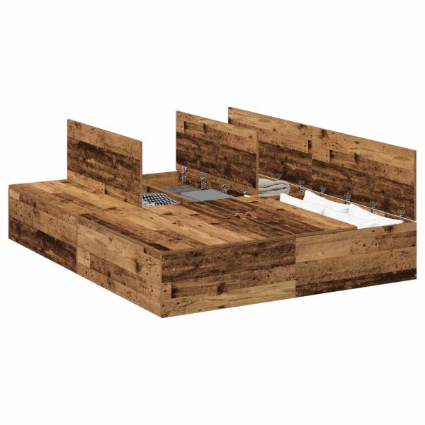 Bettgestell mit Stauraum Altes Holz 150x200 cm