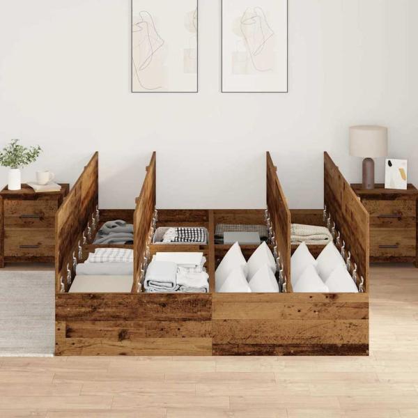 Bettgestell mit Stauraum Altes Holz 150x200 cm