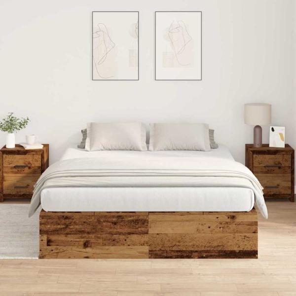 Bettgestell mit Stauraum Altes Holz 150x200 cm