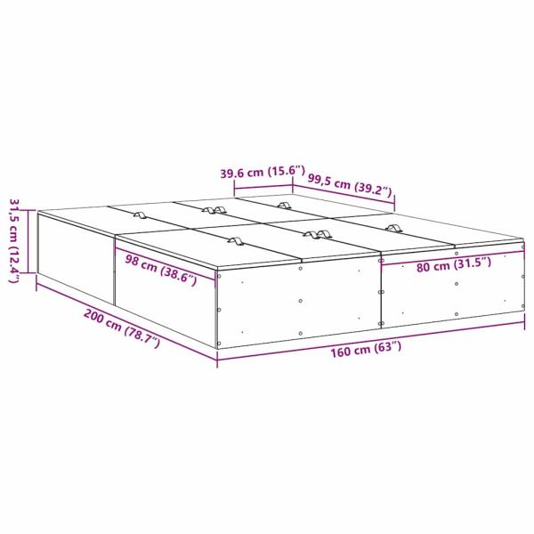 Speicherbettgestell Beton Grau 160x200 cm