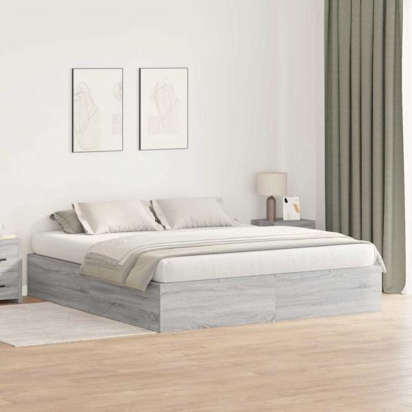 ARDEBO.de - Stauraum-Bettgestell Grau Sonoma 180x200 cm