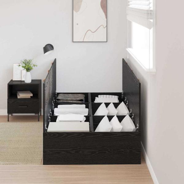 Stauraum Bettgestell Schwarz Eiche 90x190 cm