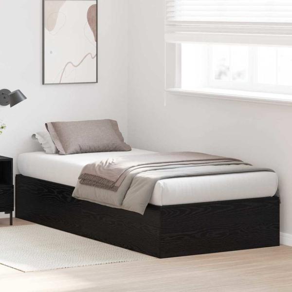 Stauraum Bettgestell Schwarz Eiche 90x190 cm