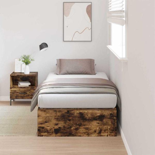 ARDEBO.de - Stauraum Bettgestell Rauch Eiche 90x190 cm