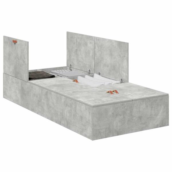 Bettgestell Beton grau Holzwerkstoff Robust