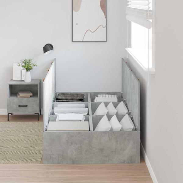 Bettgestell Beton grau Holzwerkstoff Robust