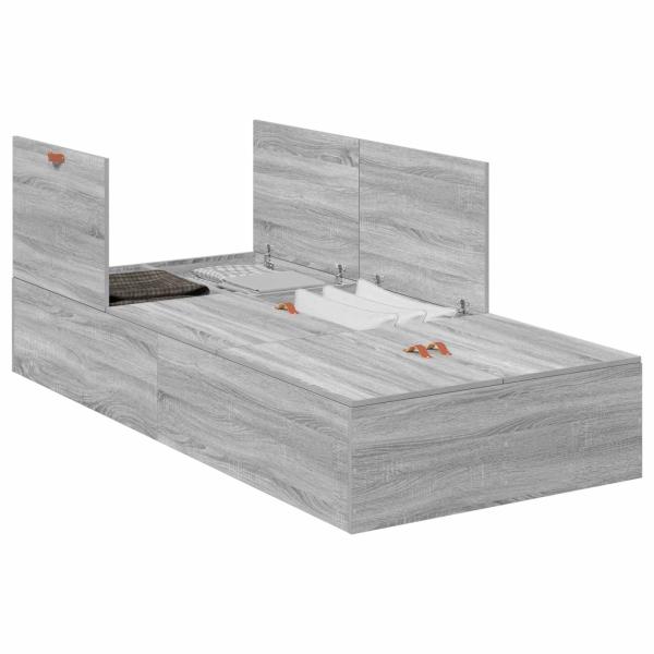 Stauraumbettgestell Grau Sonoma 75x190 cm