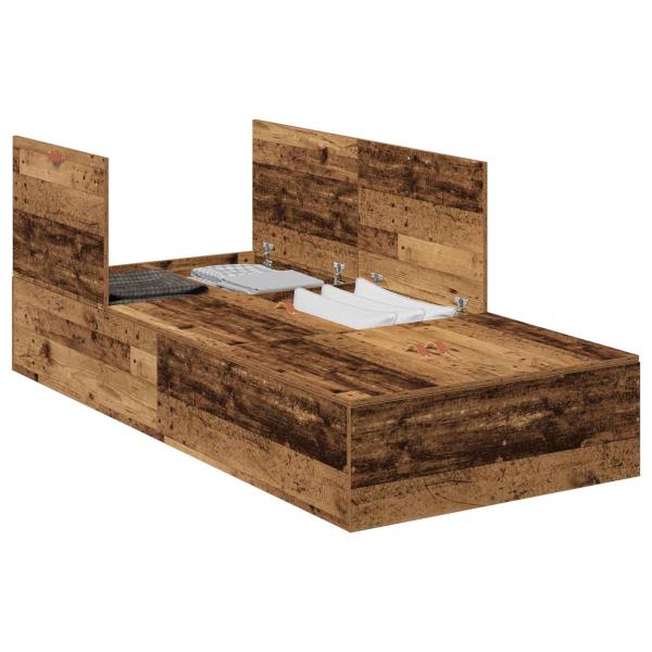 Bett mit Stauraum Altes Holz Massivholz Schlicht