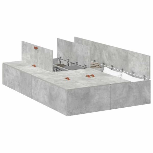 Aufbewahrungsbettgestell Beton Grau 120x190 cm