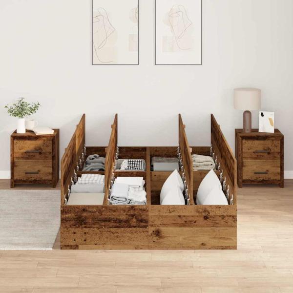 Stauraum-Bettgestell Altes Holz 120x190 cm