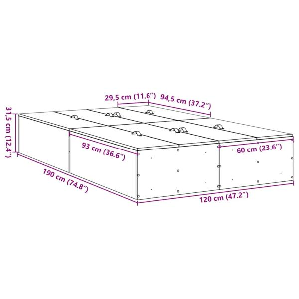 Stauraum-Bettgestell Altes Holz 120x190 cm